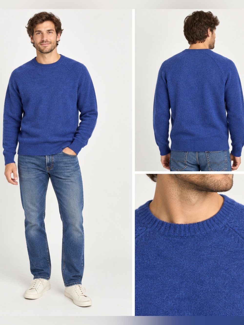 J.Crew Men’s Premium Lambswool Crewneck Sweater Blue Size L